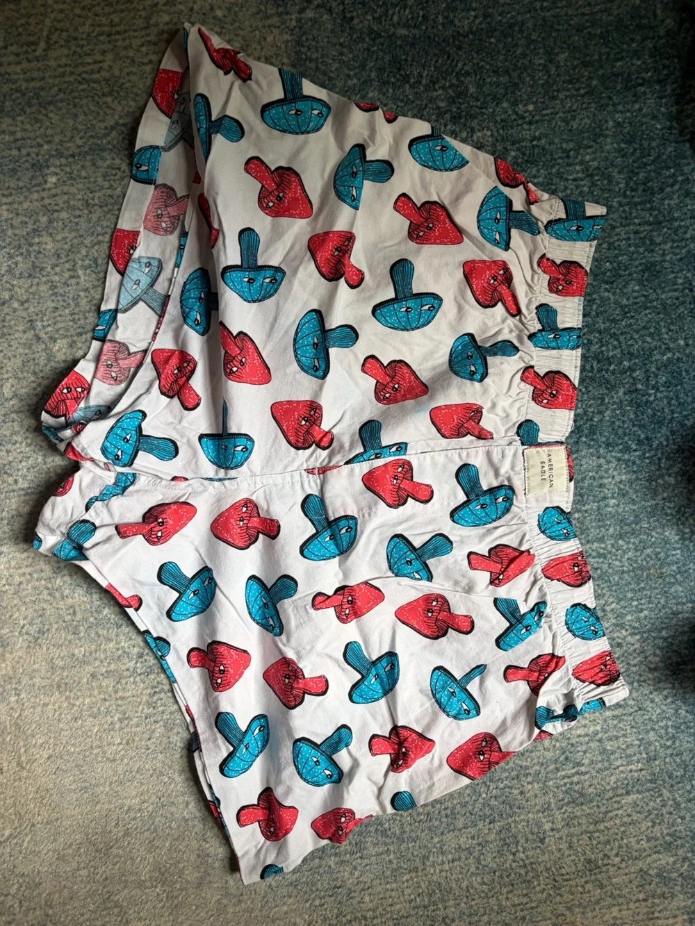 American Eagle Outfitters White Briefs with Blue and Pink Mushroom Print